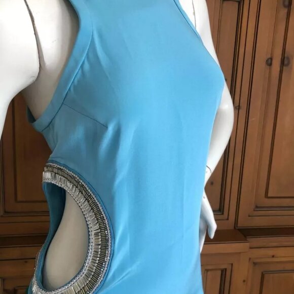 Emilio Pucci Cut Out Crystals Mod Aqua Blue Turquoise DRESS USA SZ 6 IT40 $3,500 - Picture 2 of 12